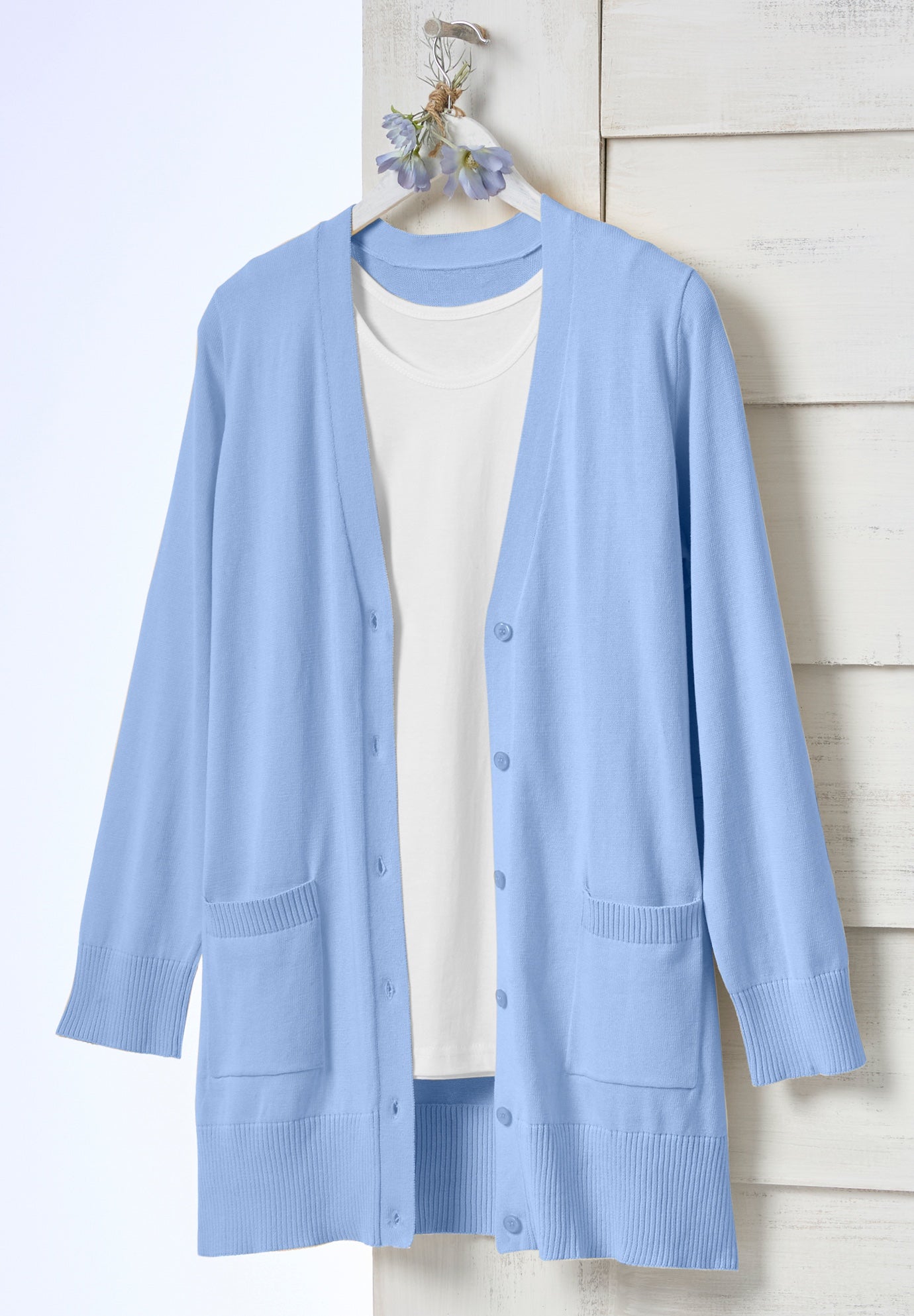 Perfect Longer-Length Cotton Cardigan Sweater image number 4