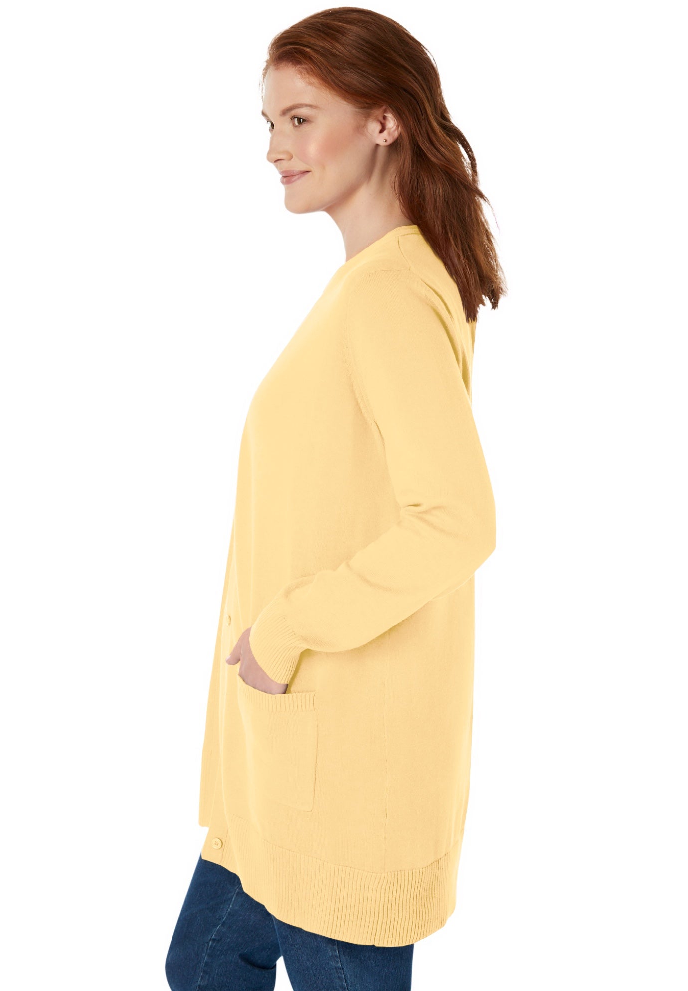 Perfect Longer-Length Cotton Cardigan Sweater image number 2