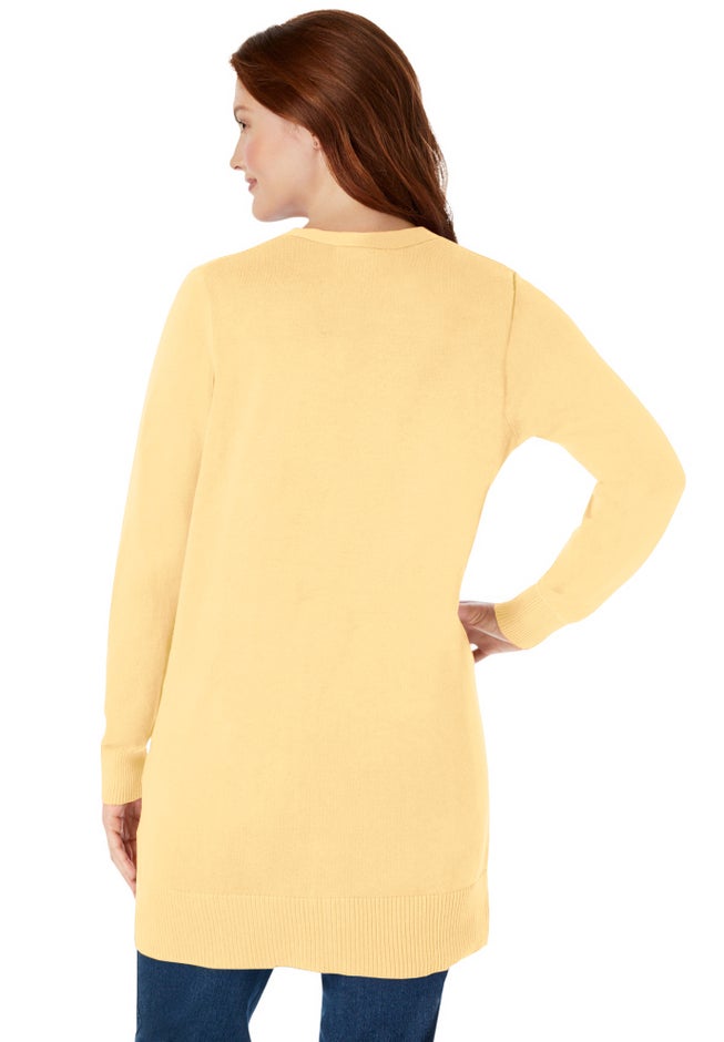 Perfect Longer-Length Cotton Cardigan Sweater image number 3