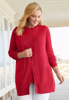 Perfect Longer-Length Cotton Cardigan Sweater
