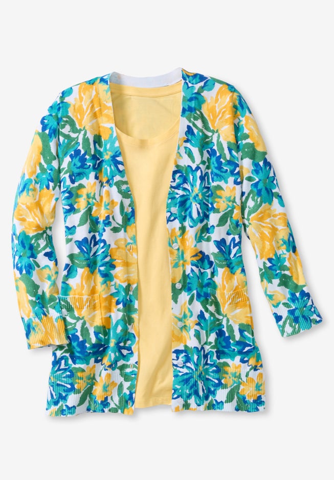 Perfect Longer-Length Cotton Cardigan Sweater image number 1