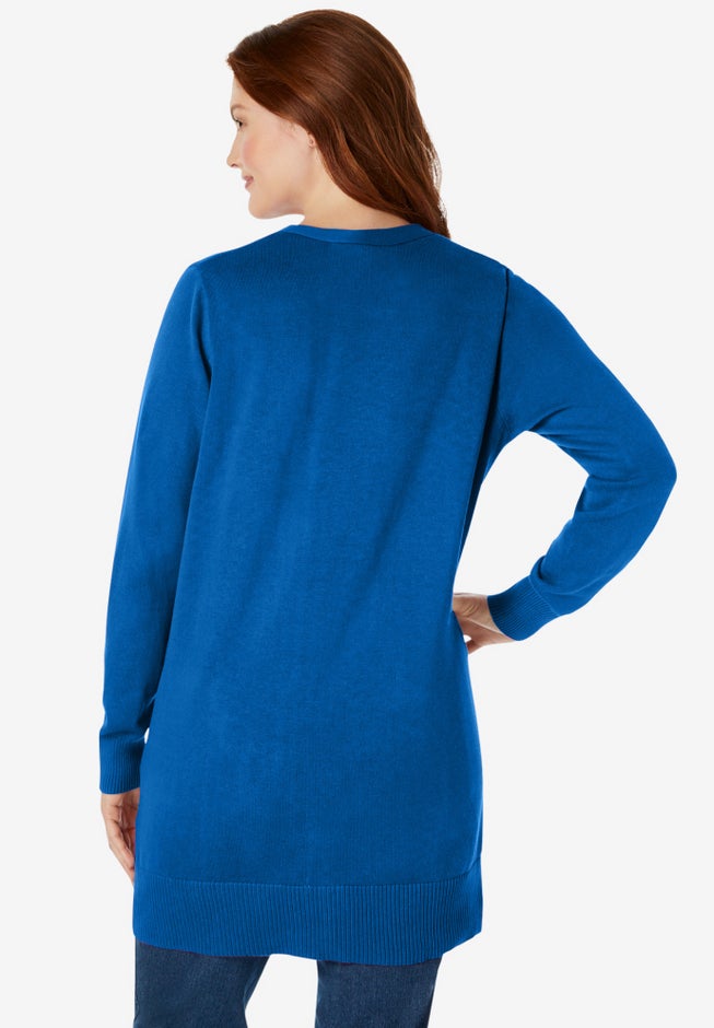 Perfect Longer-Length Cotton Cardigan Sweater image number 1