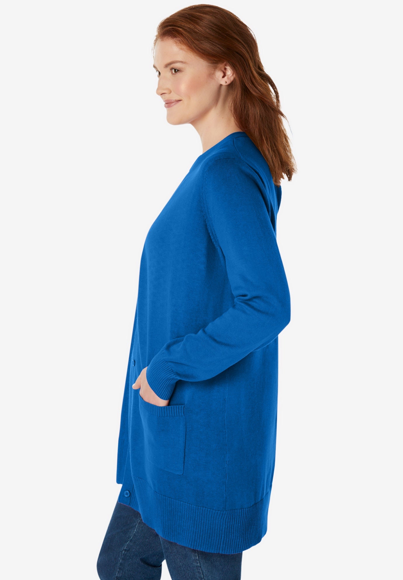 Perfect Longer-Length Cotton Cardigan Sweater image number 2