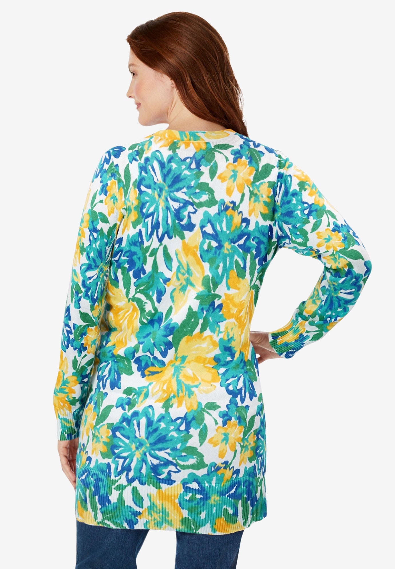 Perfect Longer-Length Cotton Cardigan Sweater image number 3