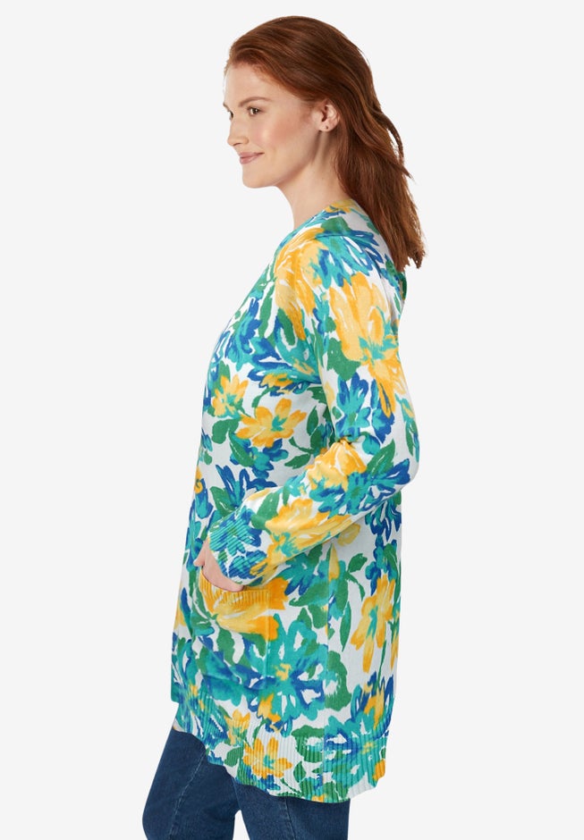 Perfect Longer-Length Cotton Cardigan Sweater image number 4