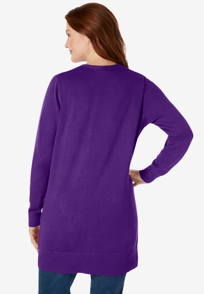 Perfect Longer-Length Cotton Cardigan Sweater image number 1