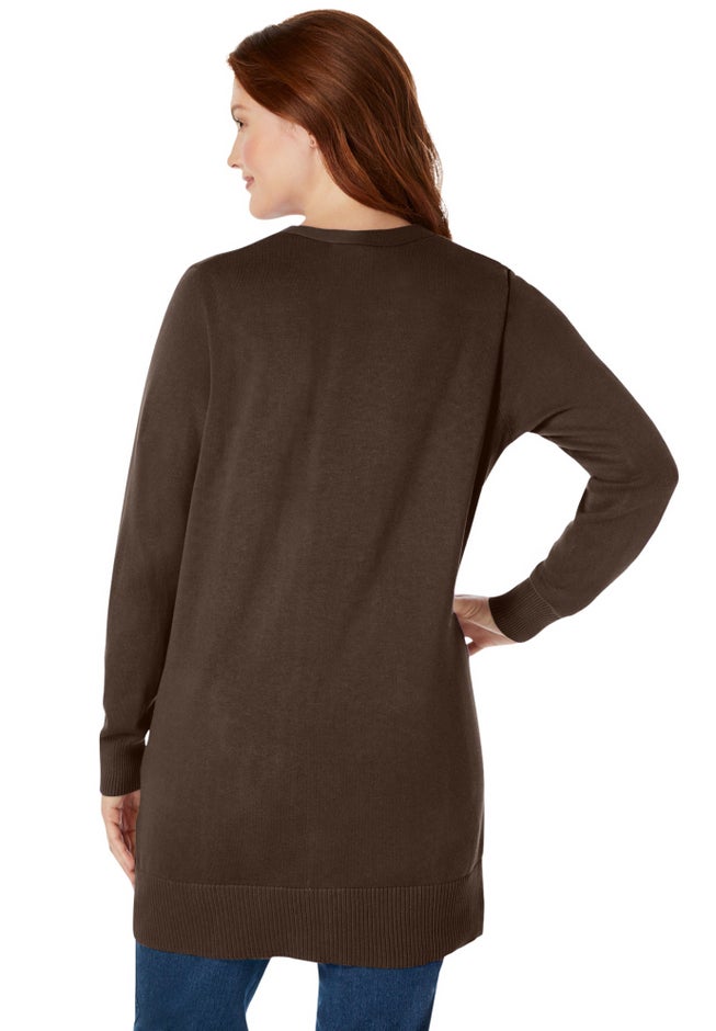 Perfect Longer-Length Cotton Cardigan Sweater image number 1