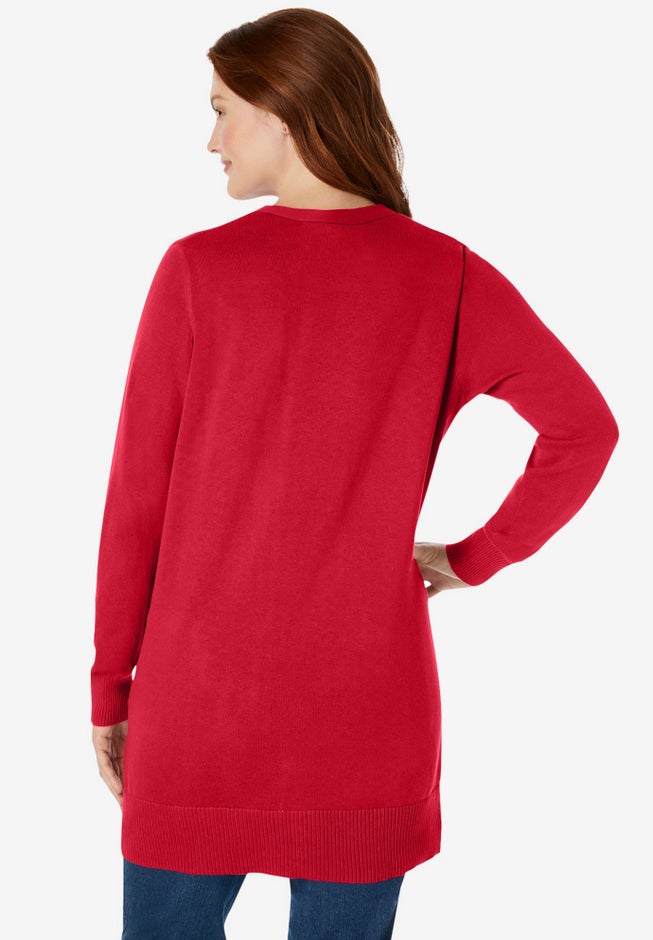 Perfect Longer-Length Cotton Cardigan Sweater image number 1