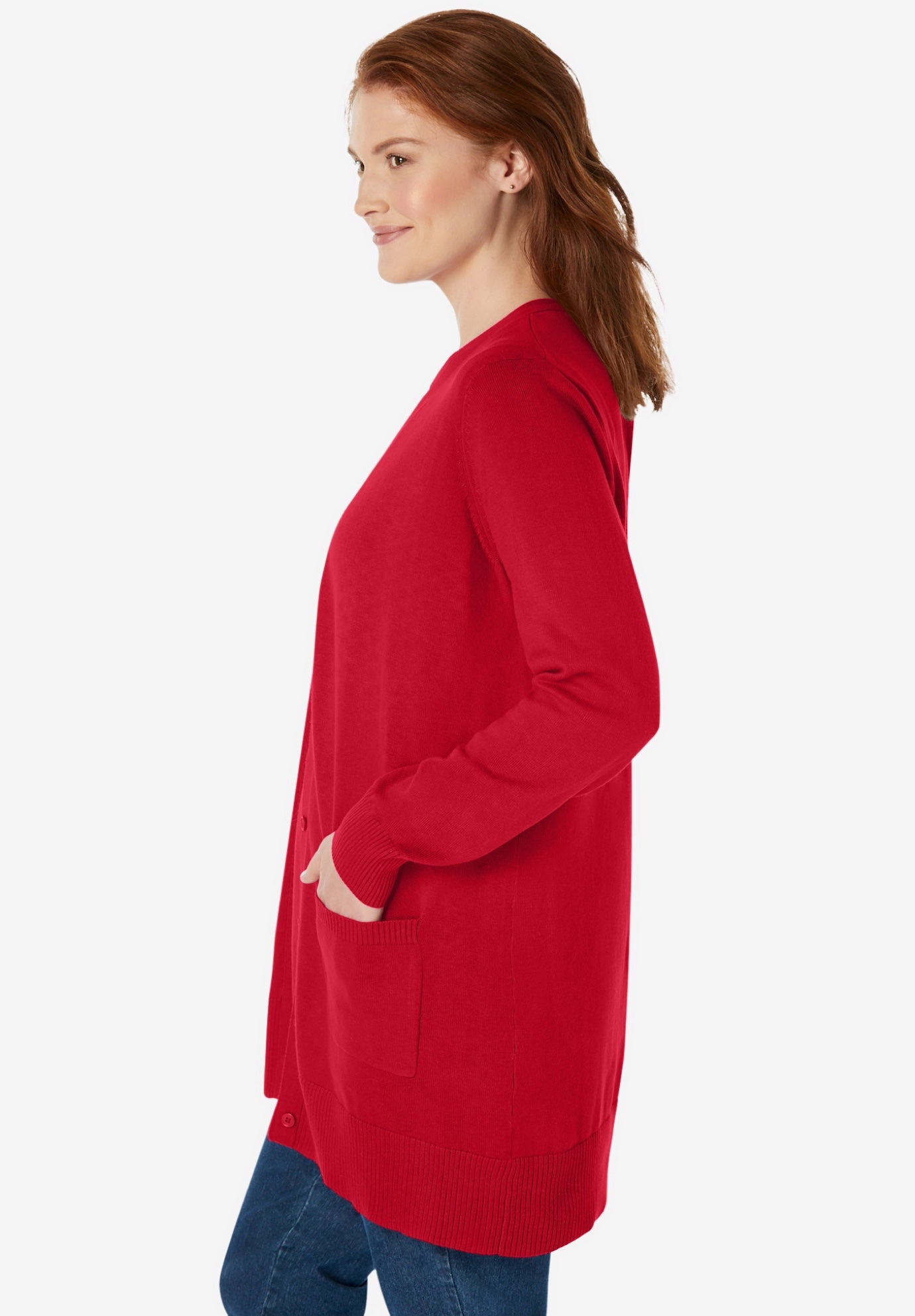 Perfect Longer-Length Cotton Cardigan Sweater image number 2