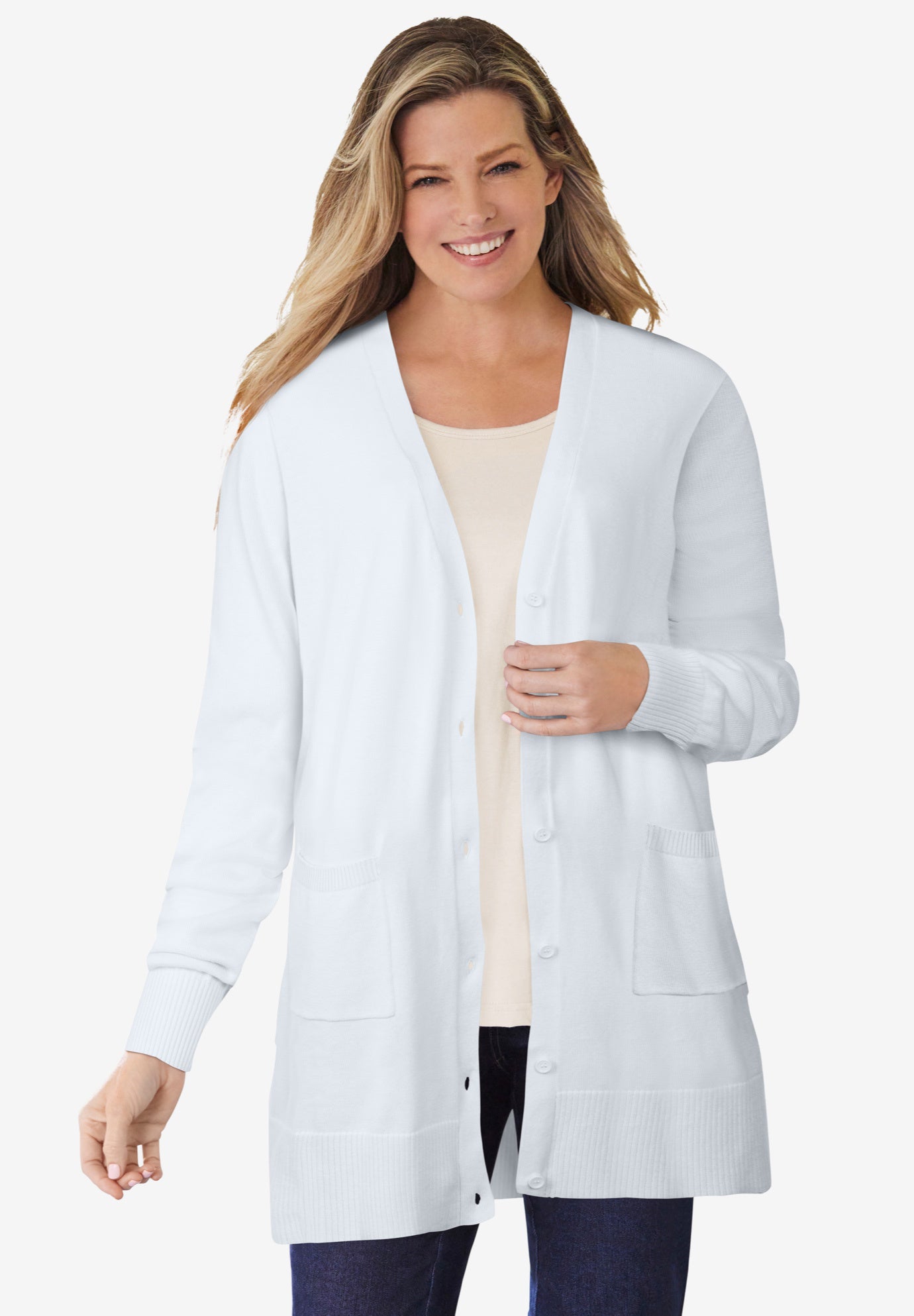 Perfect Longer-Length Cotton Cardigan Sweater image number 0