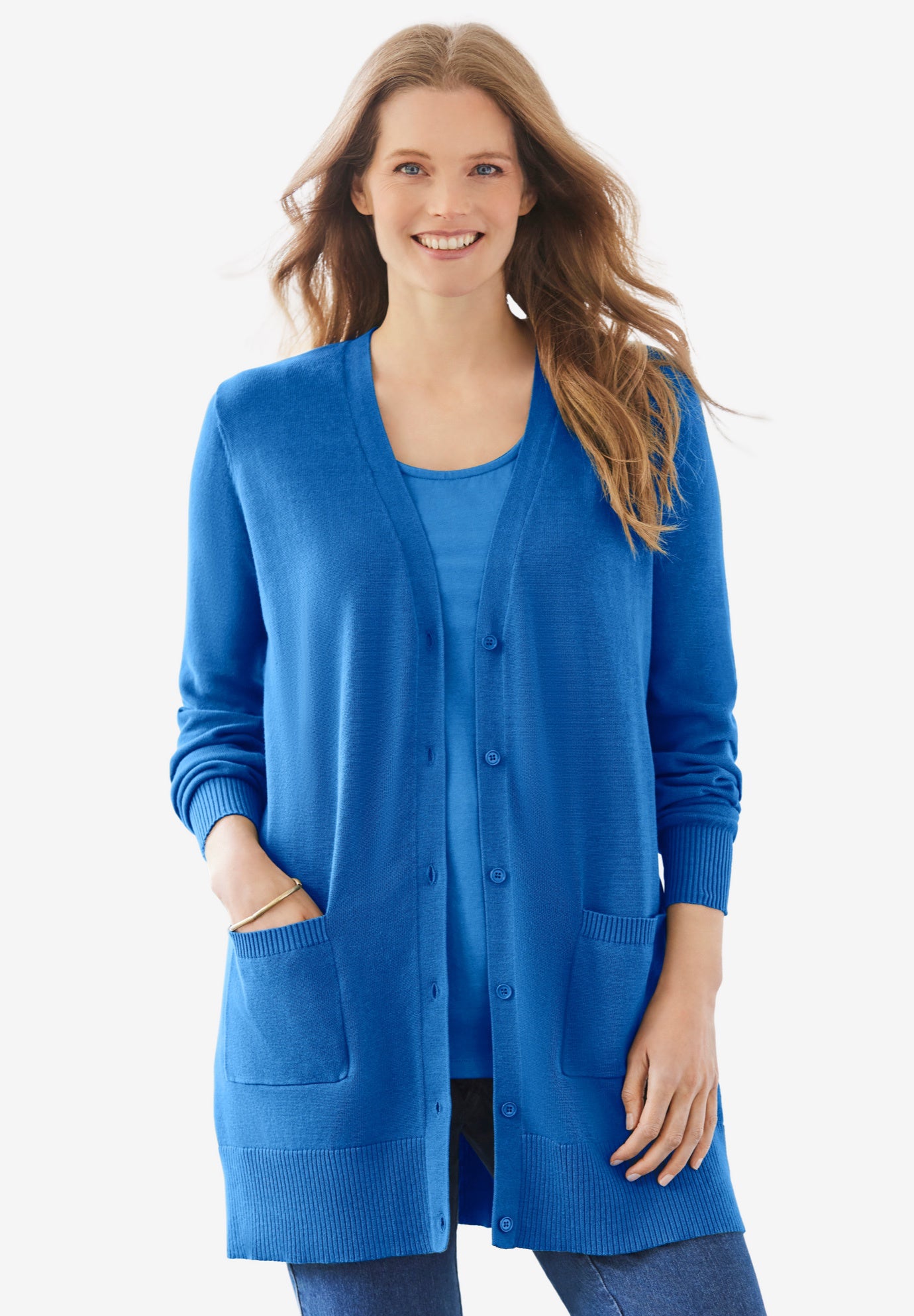 Perfect Longer-Length Cotton Cardigan Sweater image number 0