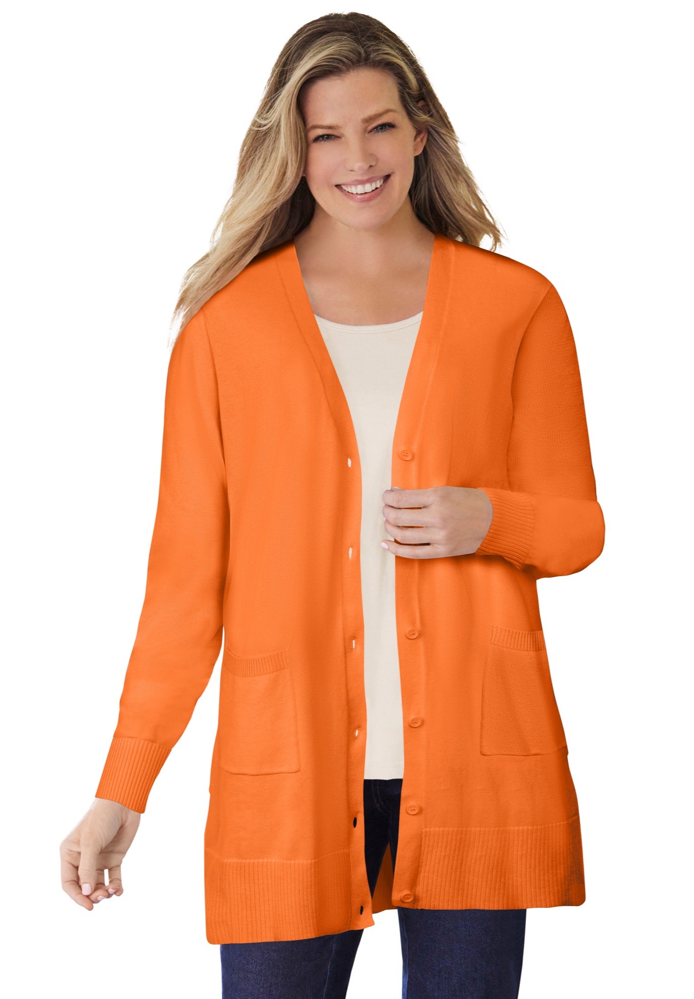 Perfect Longer-Length Cotton Cardigan Sweater image number 1