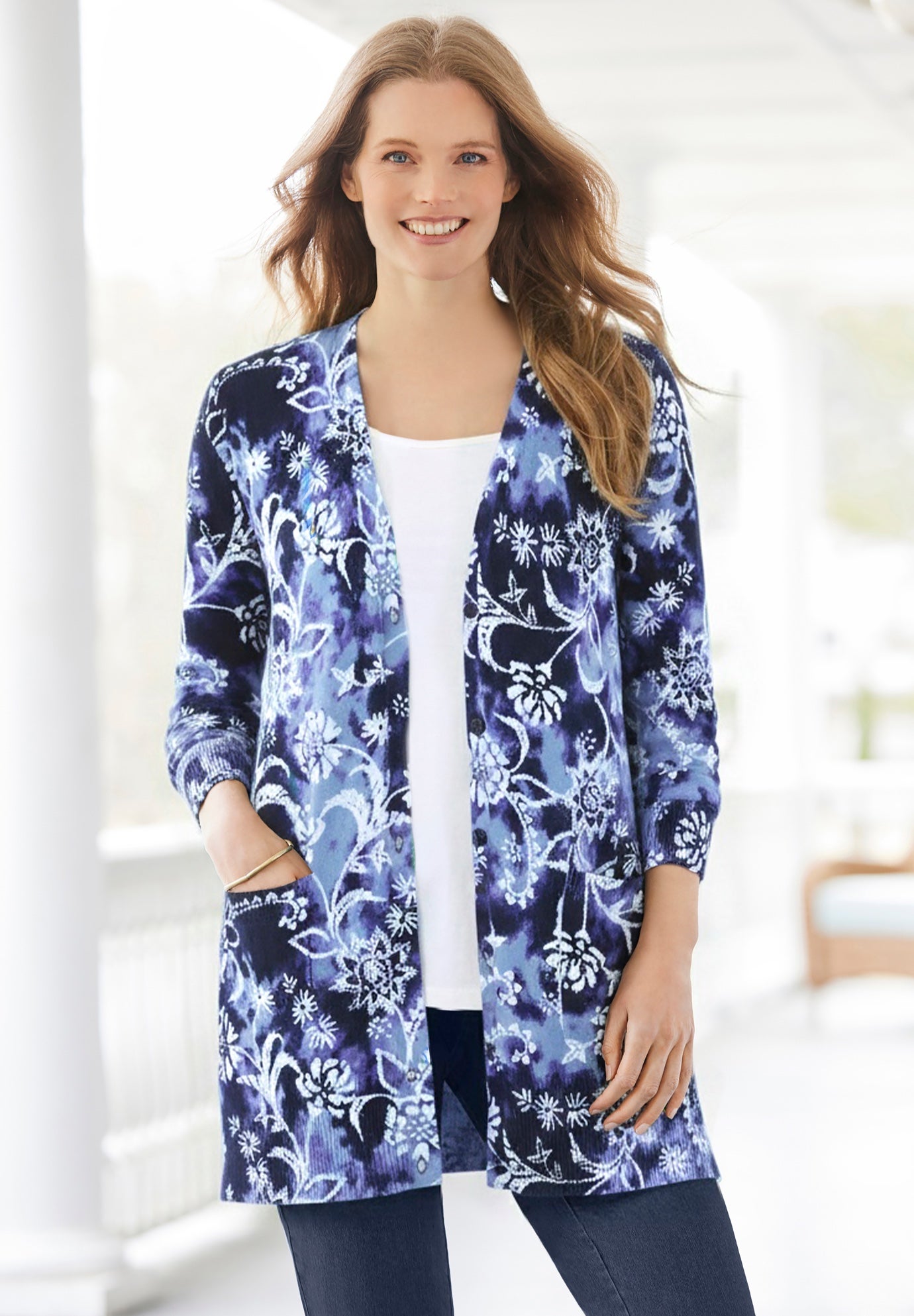 Perfect Longer-Length Cotton Cardigan Sweater image number 0