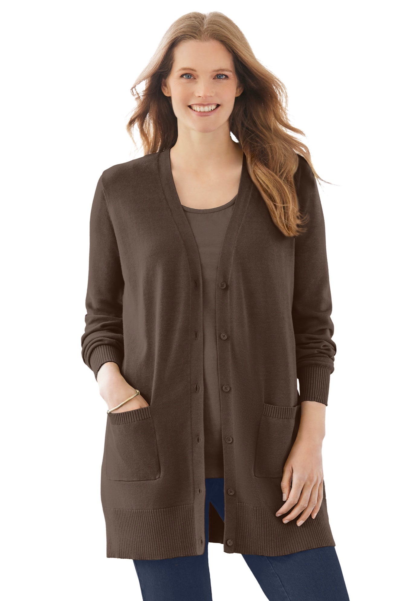 Perfect Longer-Length Cotton Cardigan Sweater image number 0