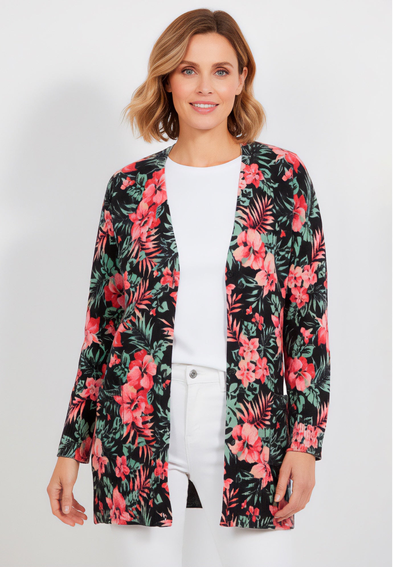 Perfect Longer-Length Cotton Cardigan Sweater image number 0