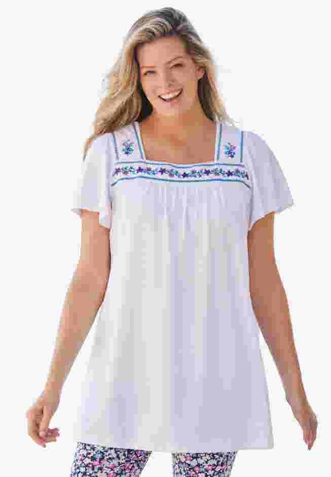 Embroidered Square Neck Tunic image number 0
