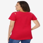 Lattice-Detail Cold-Shoulder Tee image number null