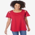 Lattice-Detail Cold-Shoulder Tee image number null