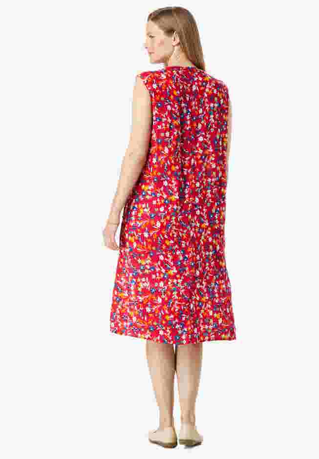 Tie-Neck Sleeveless Crinkle Dress image number 1