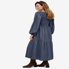 Smocked Bodice Tiered Midi Dress image number null