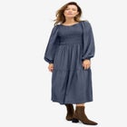 Smocked Bodice Tiered Midi Dress image number null