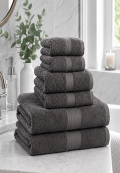 BH Studio 6-Piece Plush & Absorbent 100% Cotton Bath Towel Set