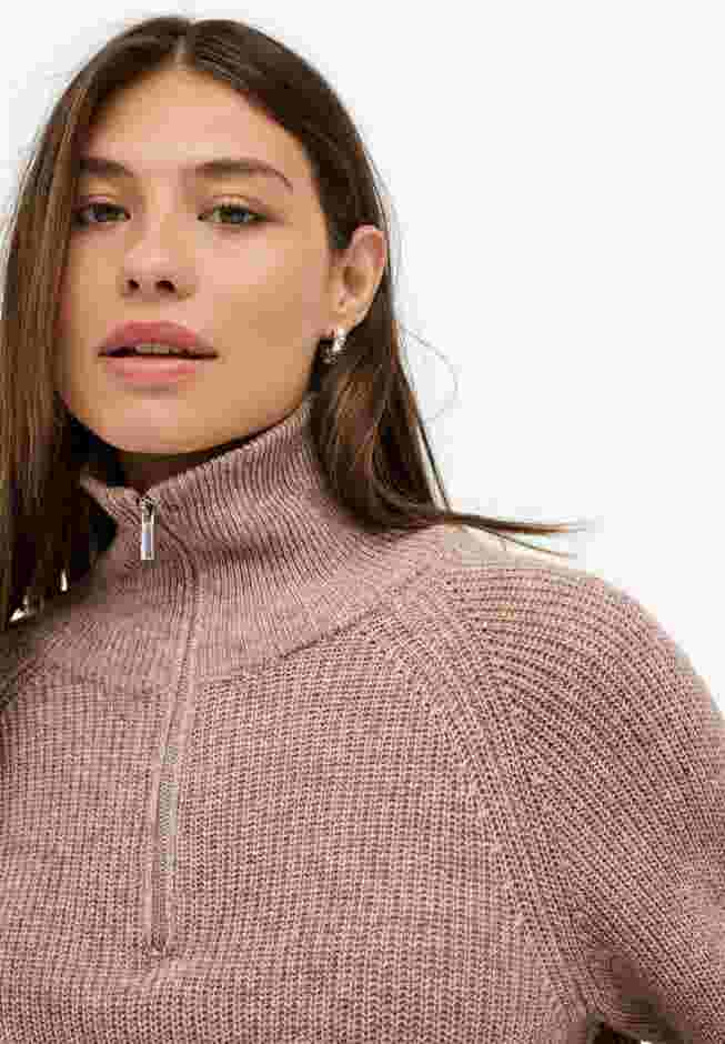 ¼ Zip Sweater Tunic With Side Slits image number 3