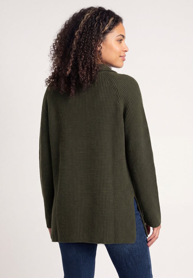&frac14; Zip Sweater Tunic With Side Slits image number 1