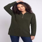 &frac14; Zip Sweater Tunic With Side Slits image number 0