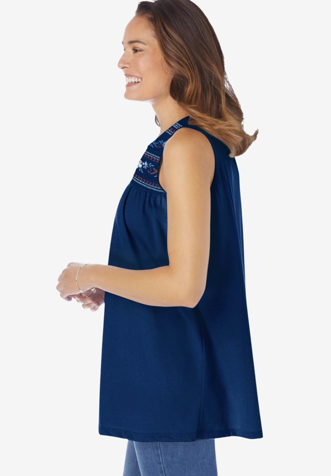 Embroidered Crewneck Tank image number 2