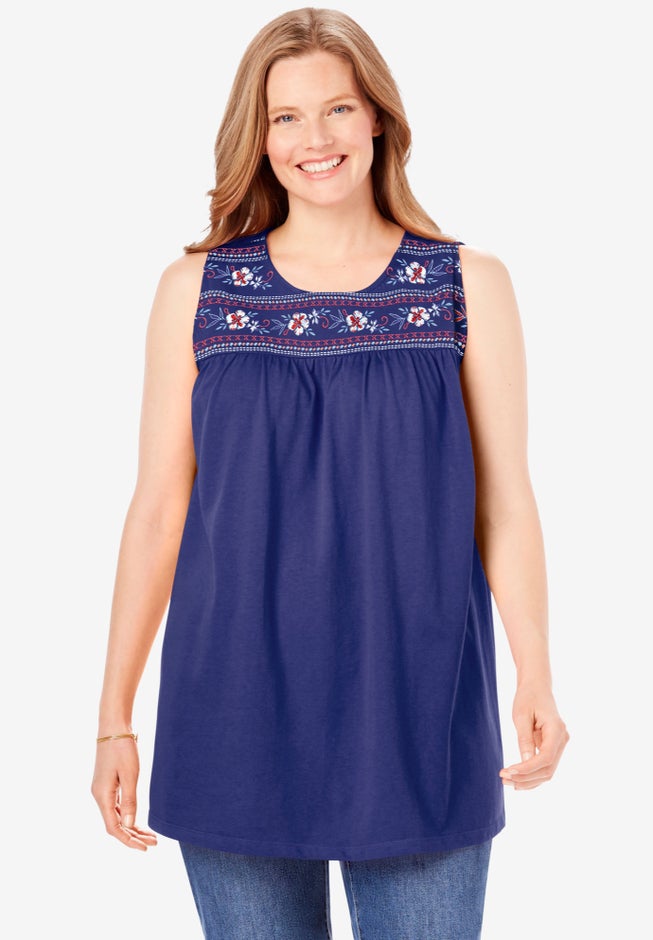 Embroidered Crewneck Tank image number 0