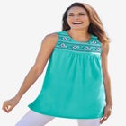 Embroidered Crewneck Tank image number null