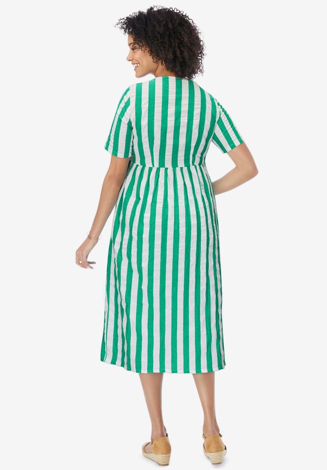 Short-Sleeve Seersucker Dress image number 1