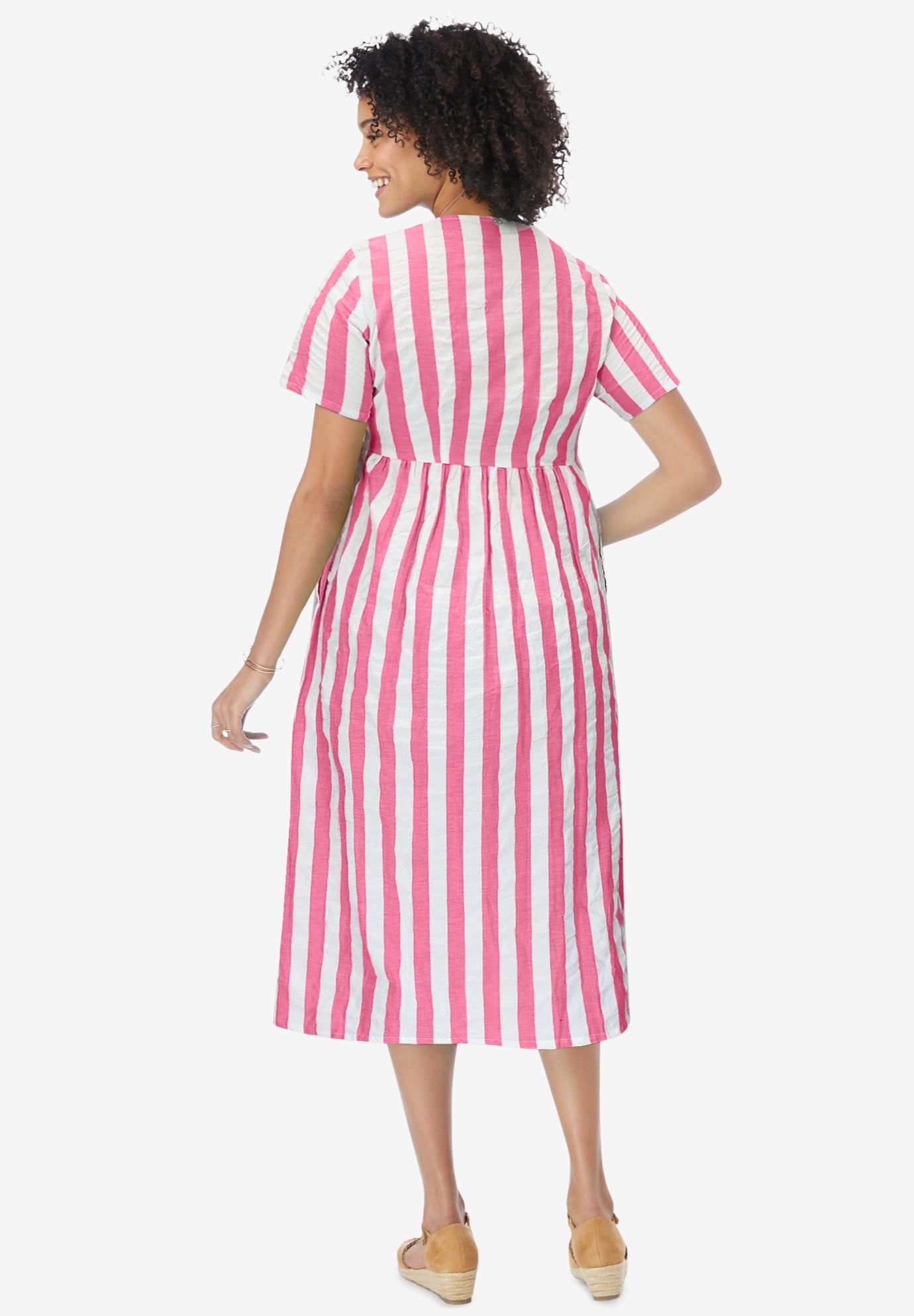 Short-Sleeve Seersucker Dress image number 1