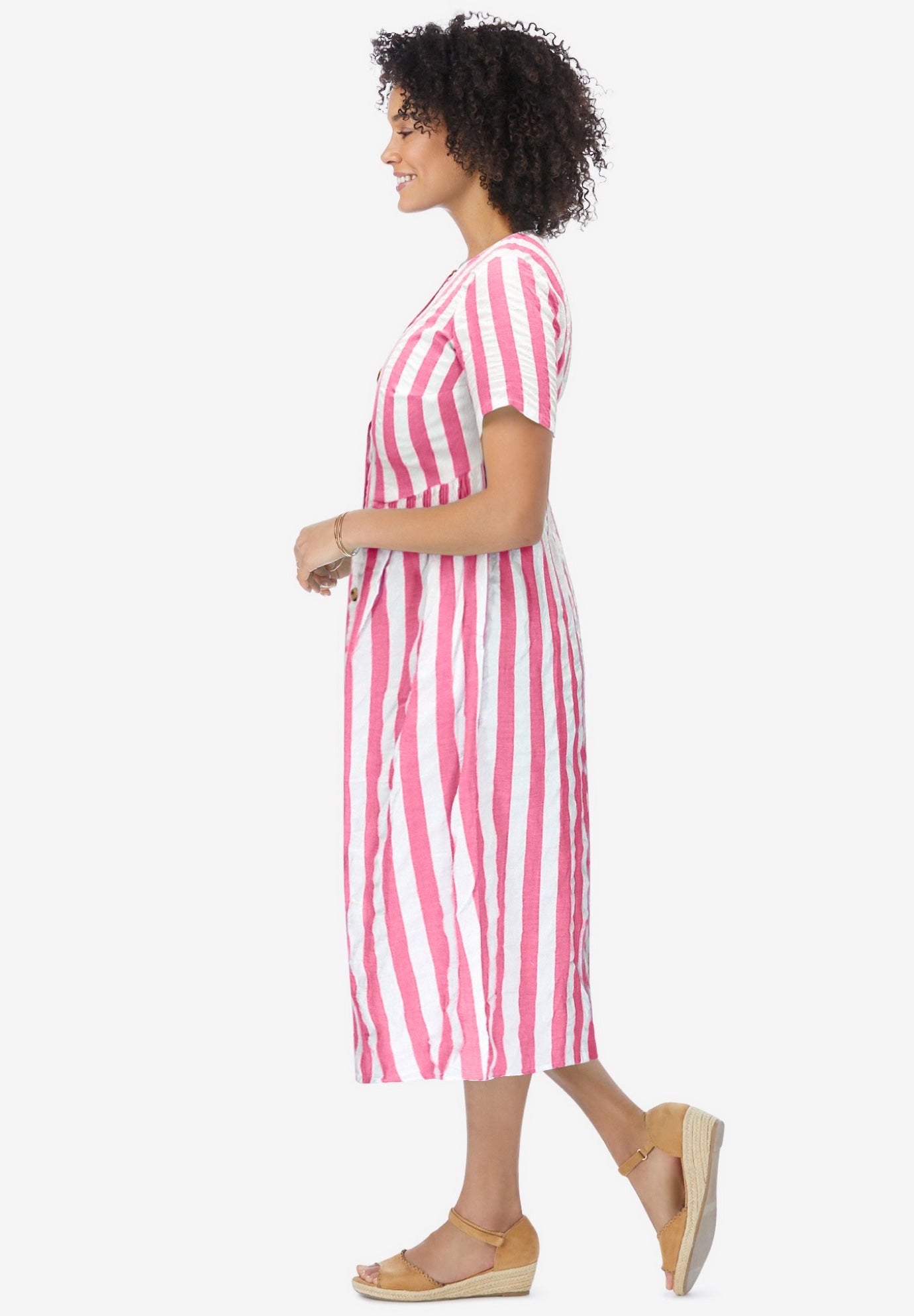 Short-Sleeve Seersucker Dress image number 2