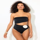 Rosette Shimmer Cut-Out Bandeau One Piece Swimsuit image number null