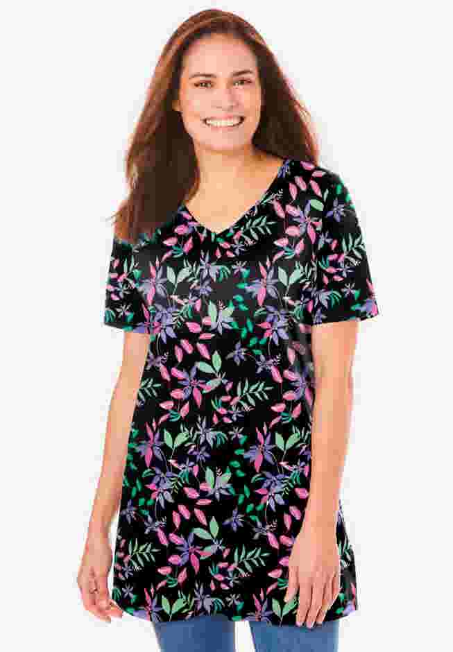 Perfect Printed Short-Sleeve V-Neck Tunic image number 5