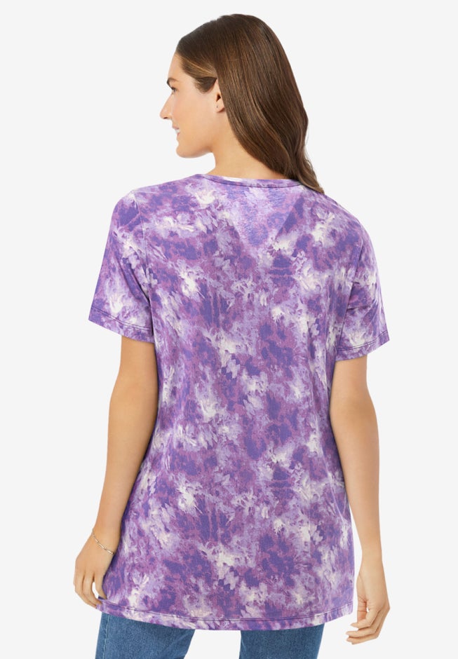 Perfect Printed Short-Sleeve V-Neck Tunic image number 1