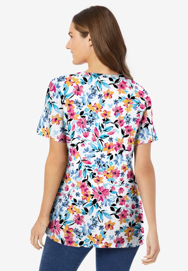 Perfect Printed Short-Sleeve V-Neck Tunic image number 1