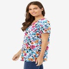 Perfect Printed Short-Sleeve V-Neck Tunic image number null