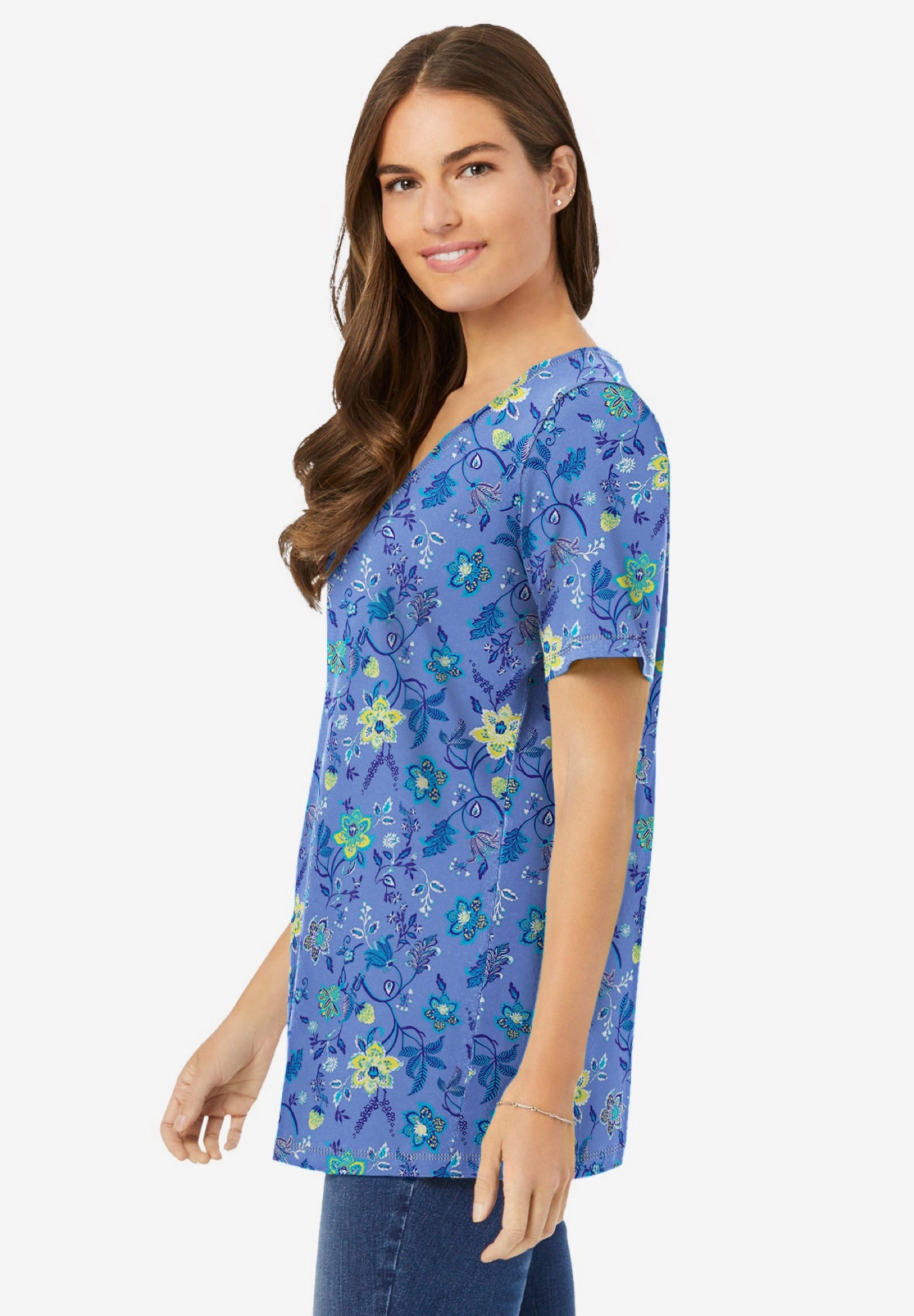 Perfect Printed Short-Sleeve V-Neck Tunic image number 1
