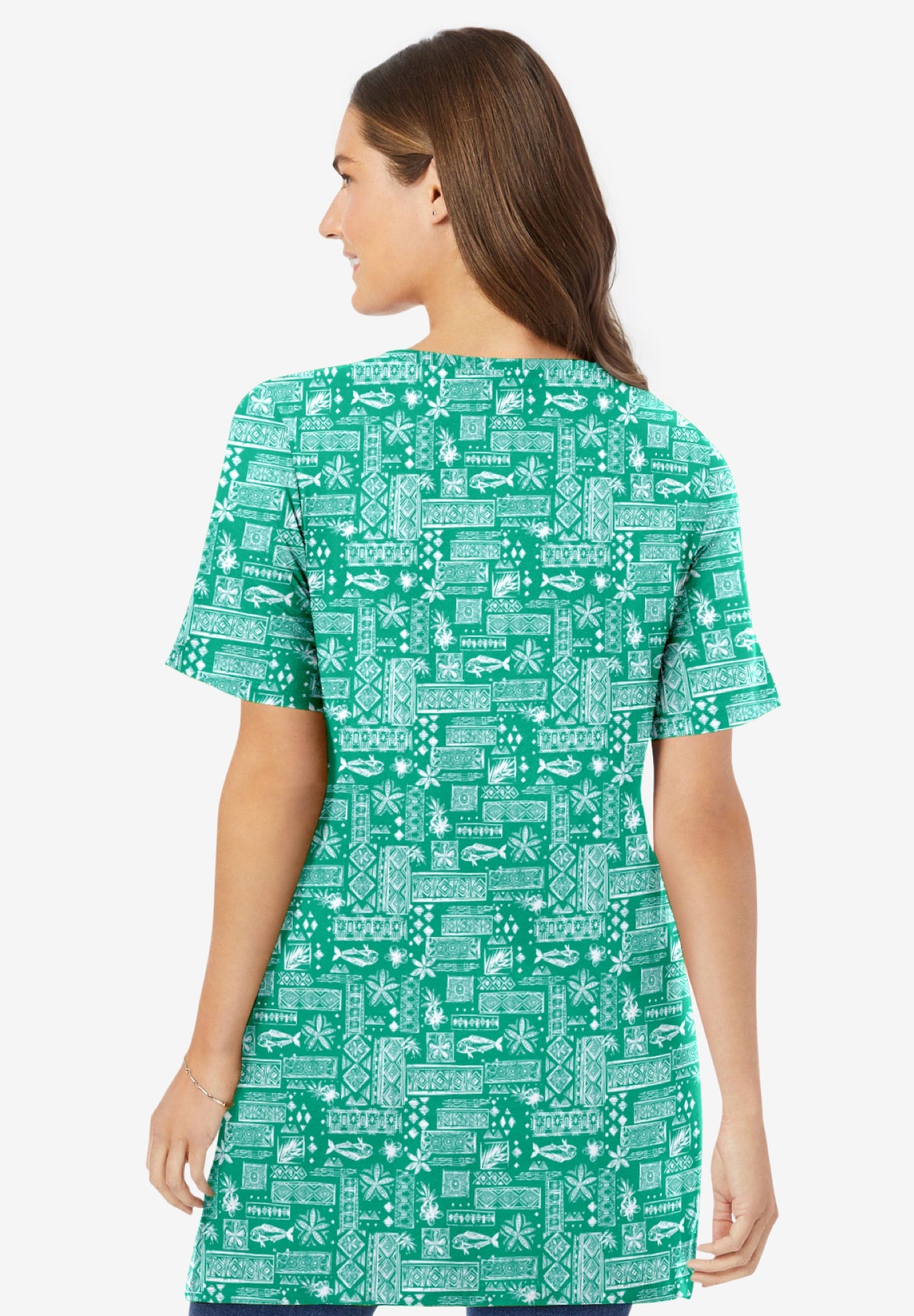 Perfect Printed Short-Sleeve V-Neck Tunic image number 1