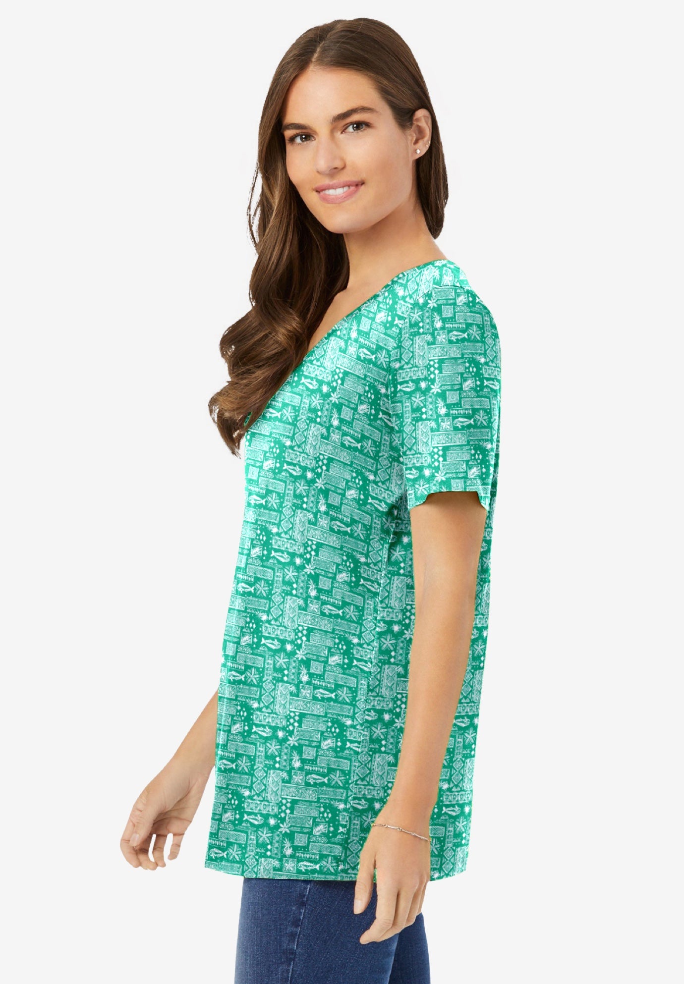 Perfect Printed Short-Sleeve V-Neck Tunic image number 2