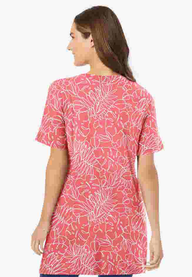 Perfect Printed Short-Sleeve V-Neck Tunic image number 1