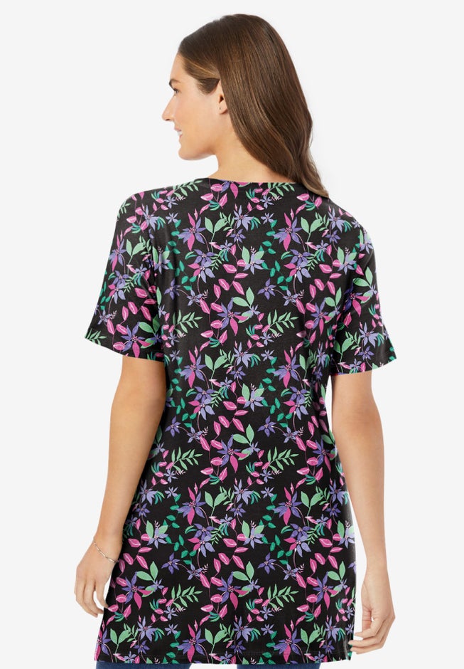 Perfect Printed Short-Sleeve V-Neck Tunic image number 1