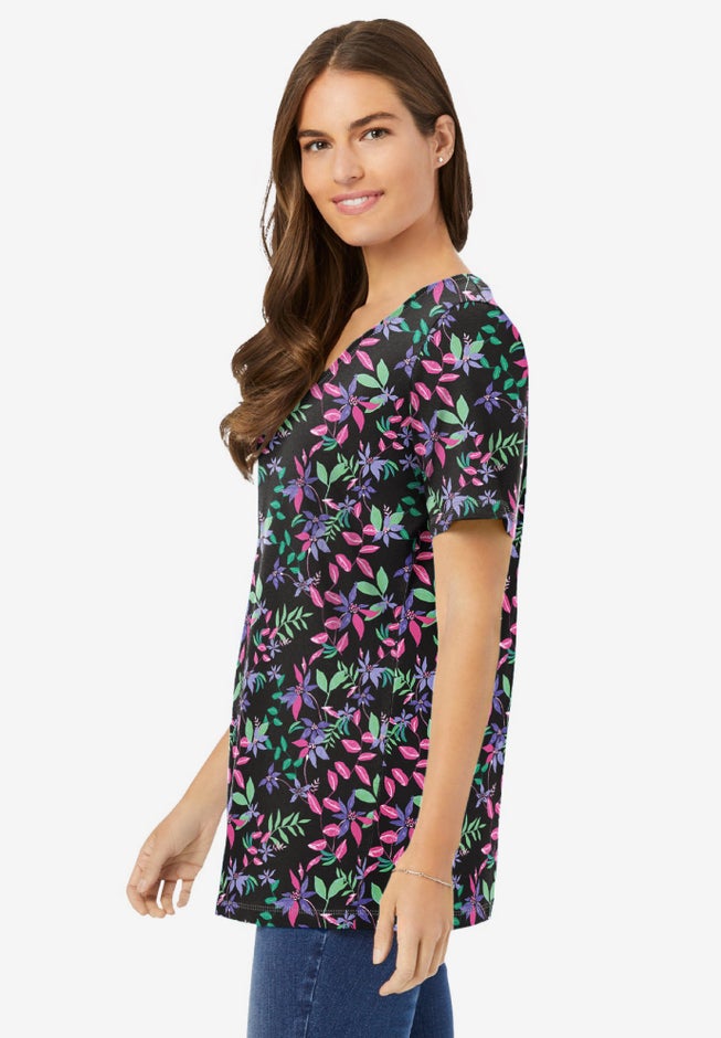 Perfect Printed Short-Sleeve V-Neck Tunic image number 2