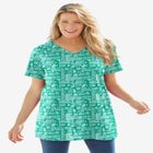 Perfect Printed Short-Sleeve V-Neck Tunic image number null