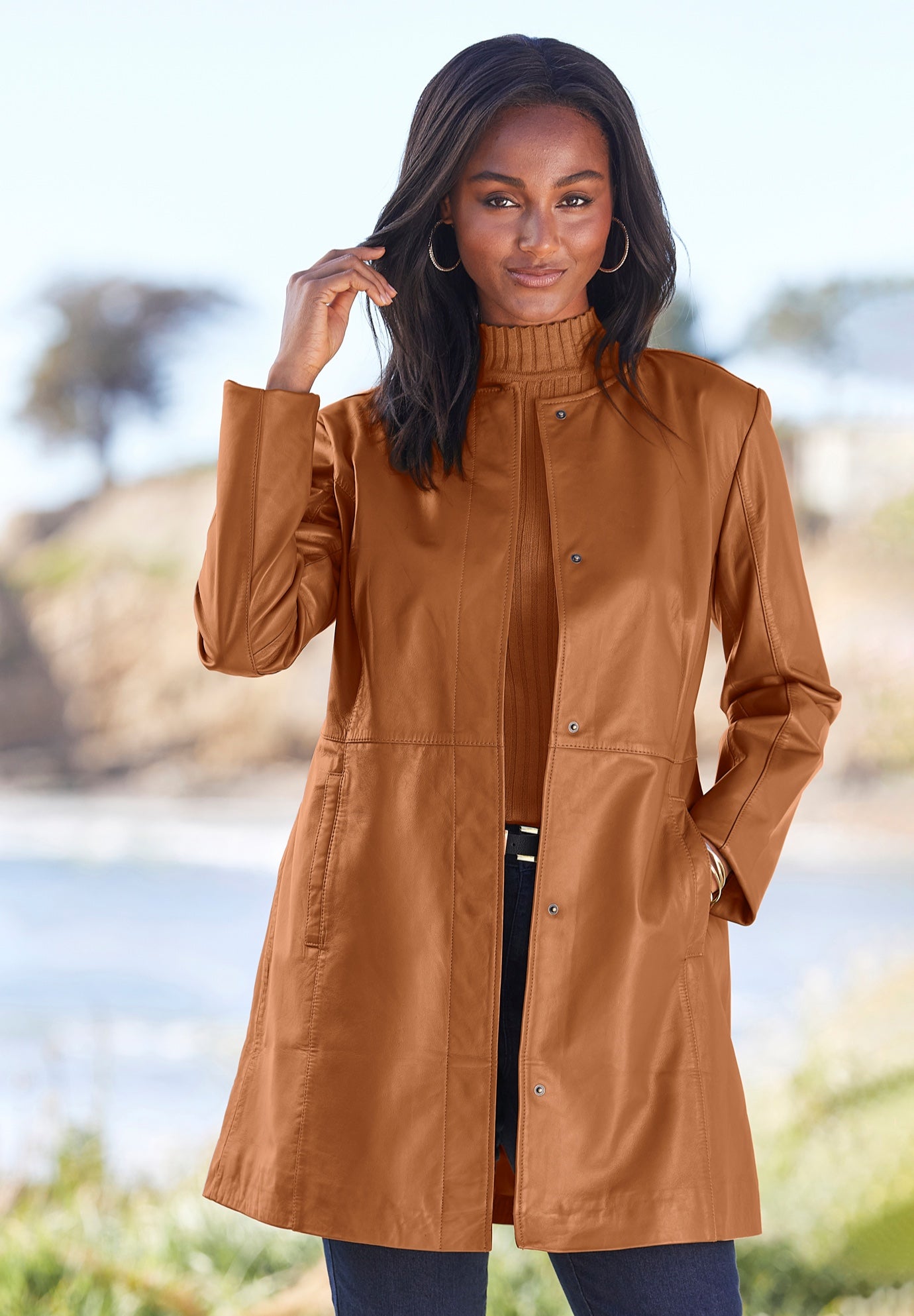 Three-Quarter Leather Jacket image number 0