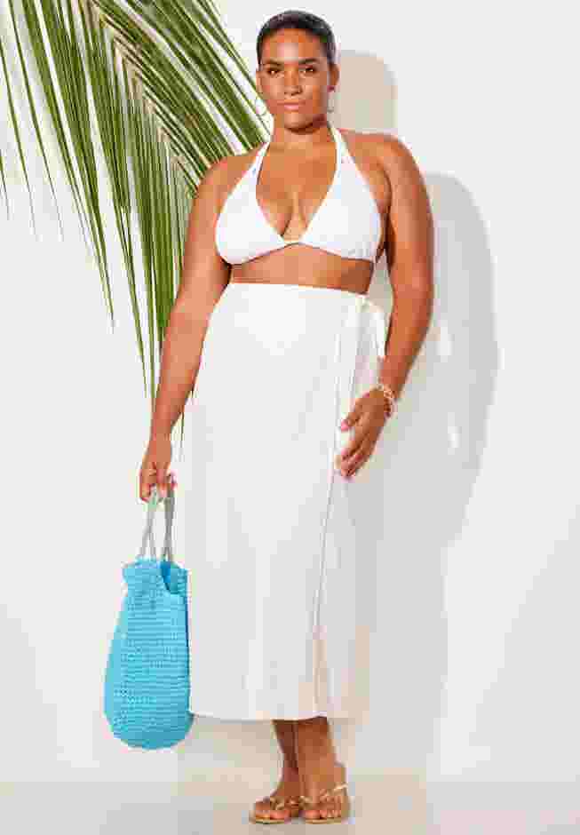 Crinkle Pleat Wrap Skirt Cover Up image number 3