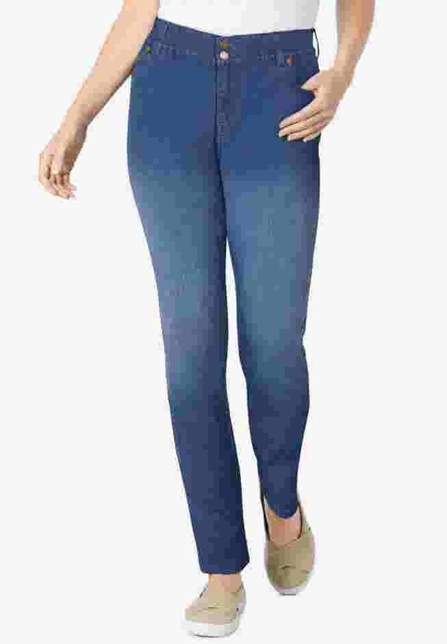 Secret Solutions&trade; Tummy Smoothing Straight-Leg Stretch Denim Jeans image number 0